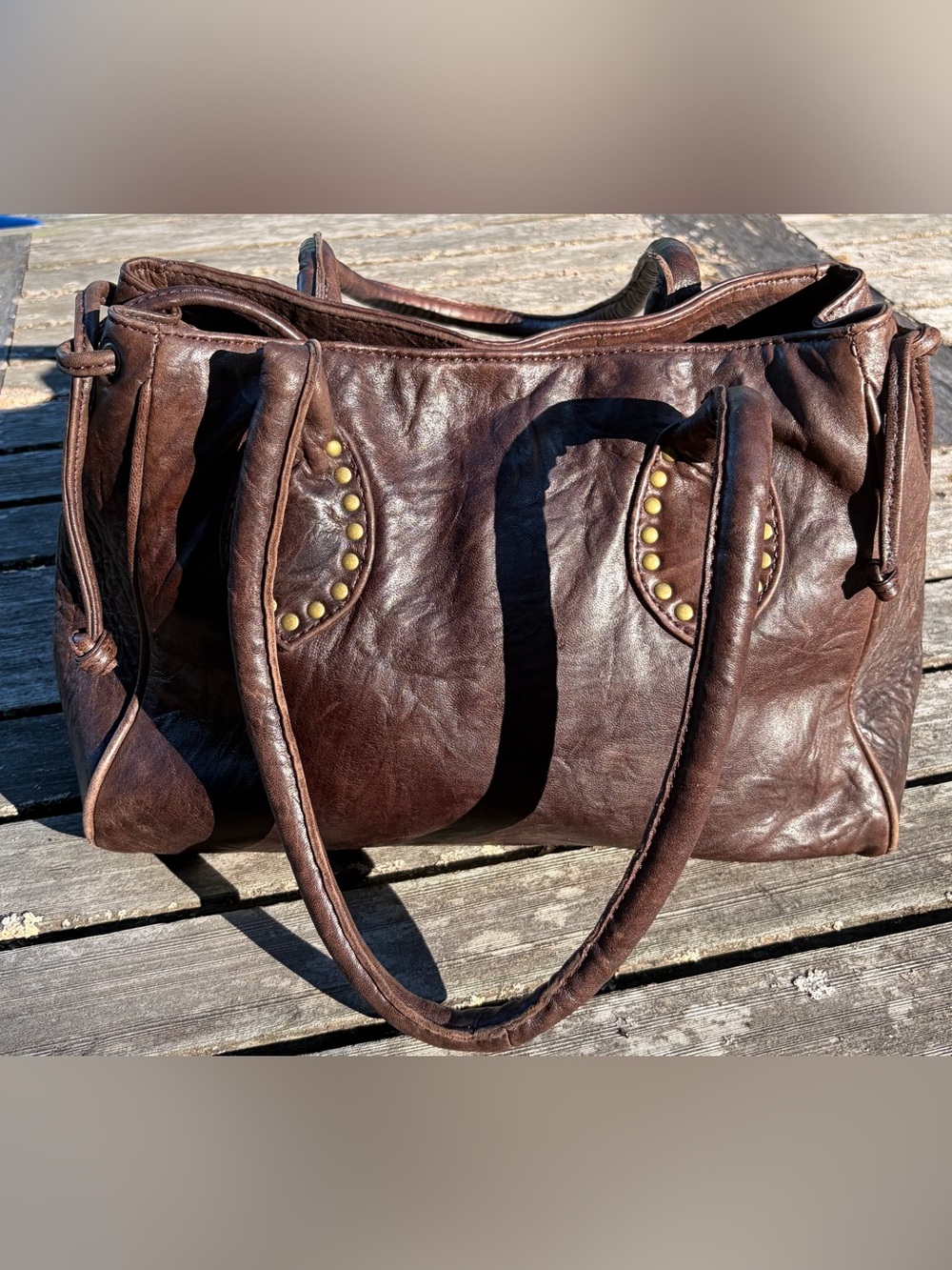 Old Gringo Large Distressed Brown Leather Studded Purse